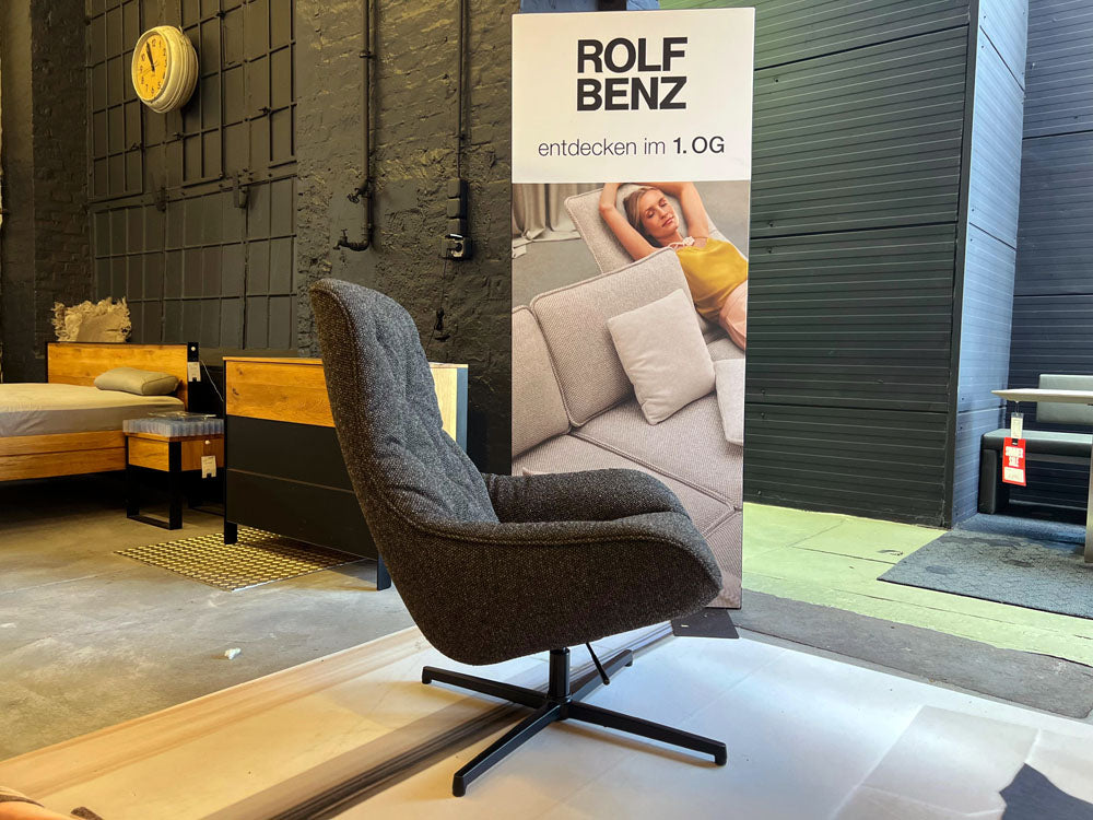 Rolf Benz - Sessel - RB 586 Meg Soft - Stoff schwarzgrün - sofort verfügbar