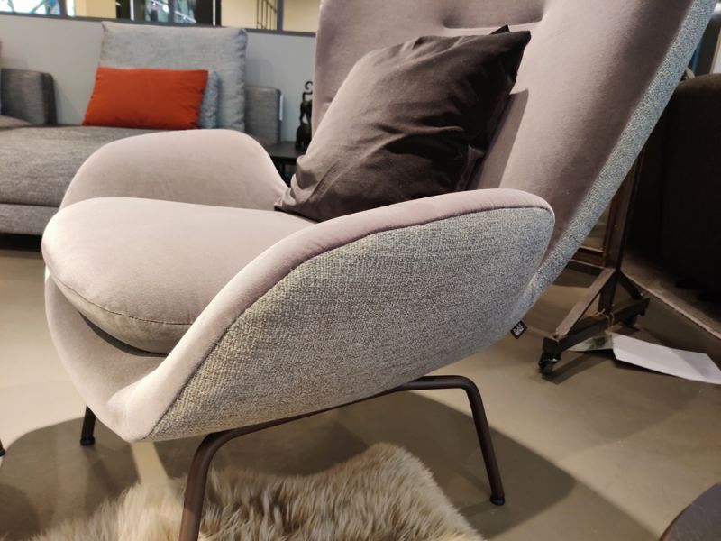 Rolf Benz - Sessel - RB 594 mit Hocker - Stoff grau - konfigurierbar